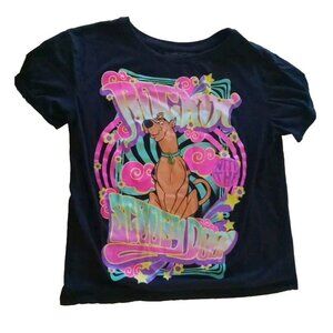 Scooby-Doo Tee Jerry Leigh Womens Medium Black Pink Floral Graphic